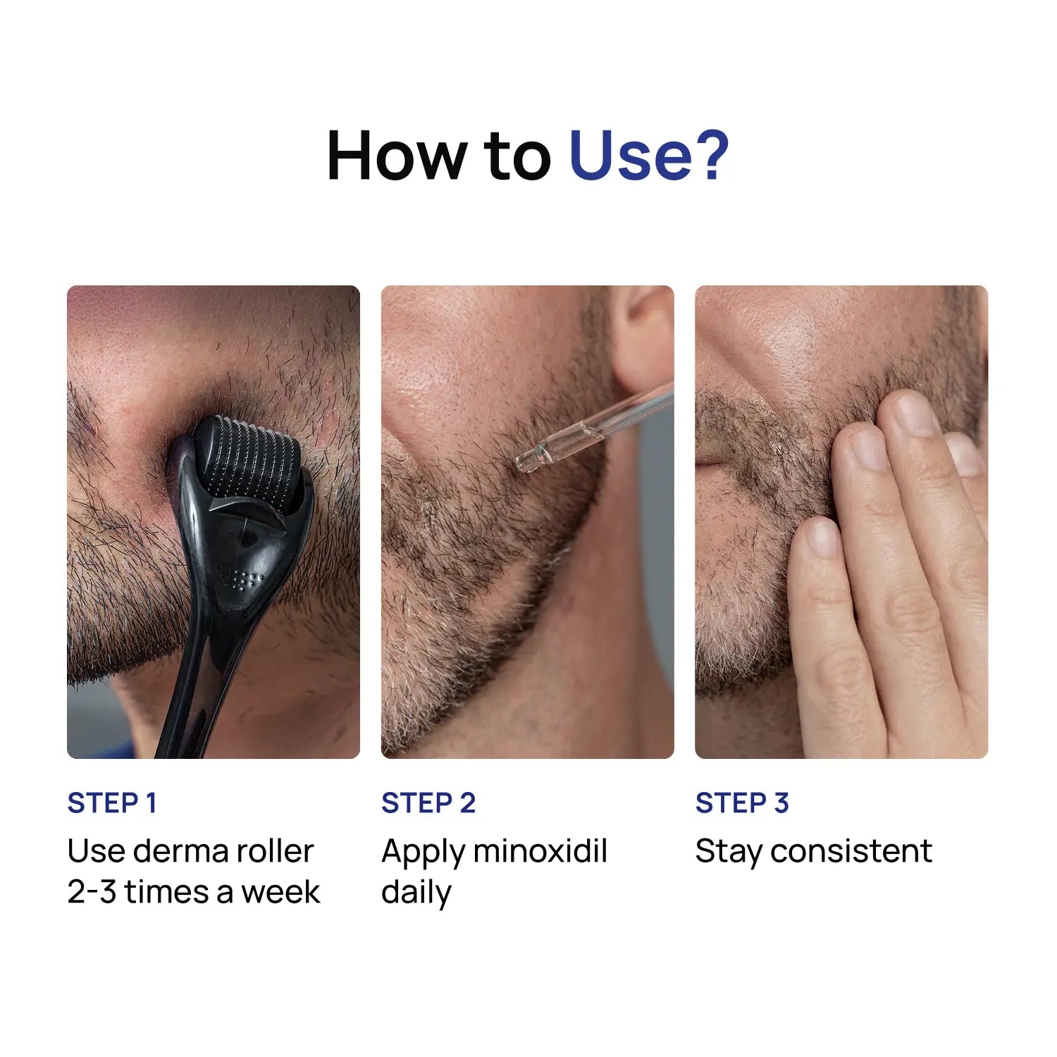 Beard Growth Super Kit — Minoxidil 5% + Derma Roller 0.5mm
