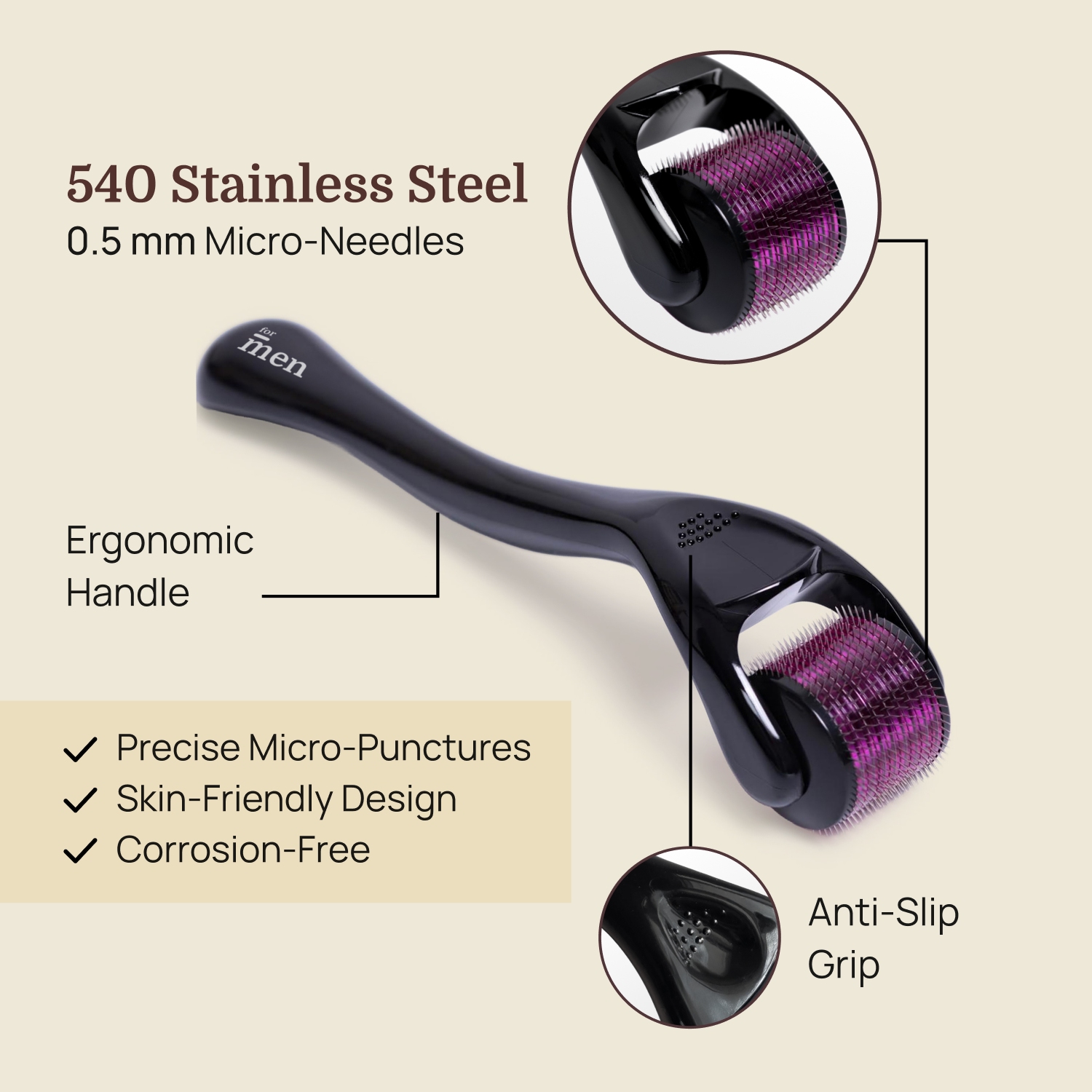 Derma Roller 0.5mm | 540 Stainless Steel Microneedles