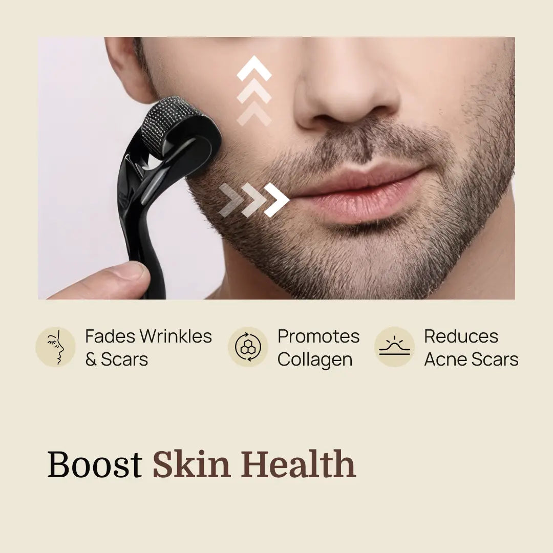 Derma Roller 1mm with Sanitizer | 540 Titanium Microneedles