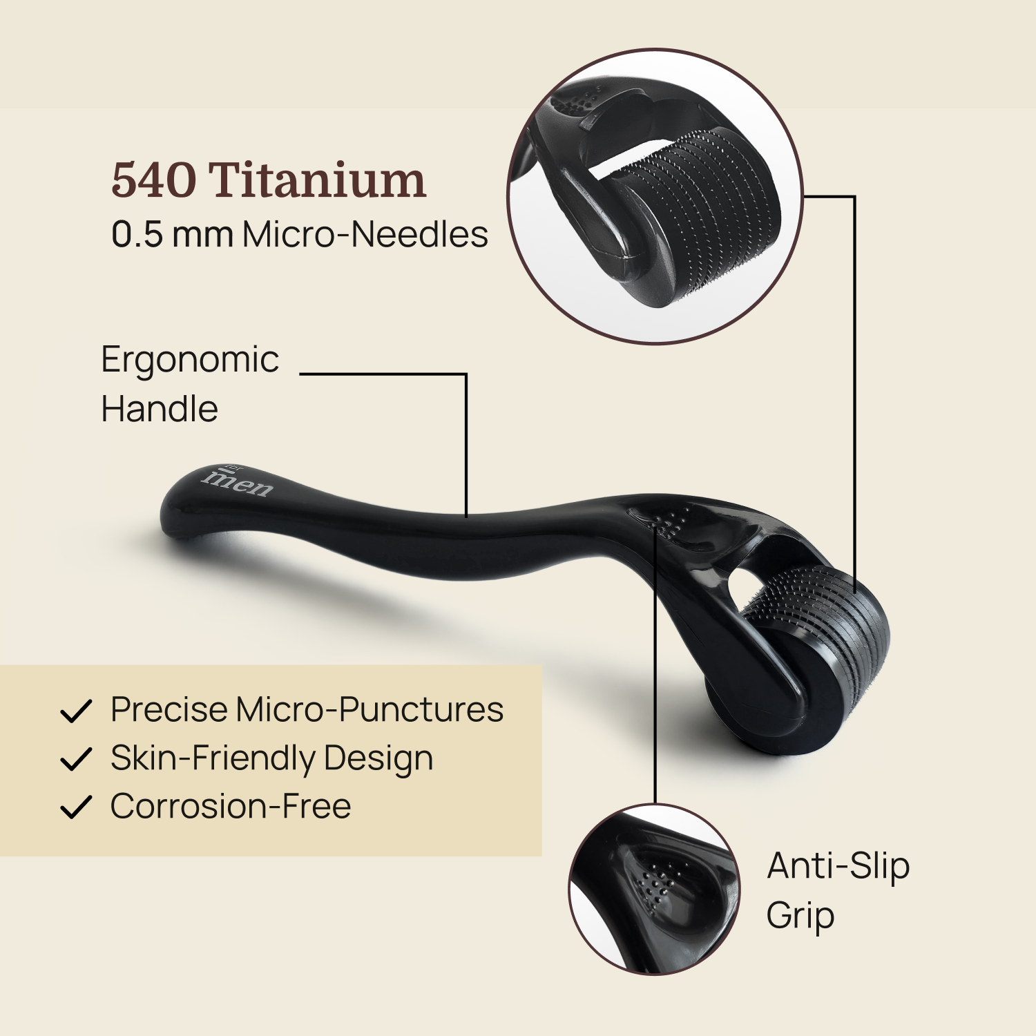 Derma Roller 0.5mm | 540 Titanium Microneedles