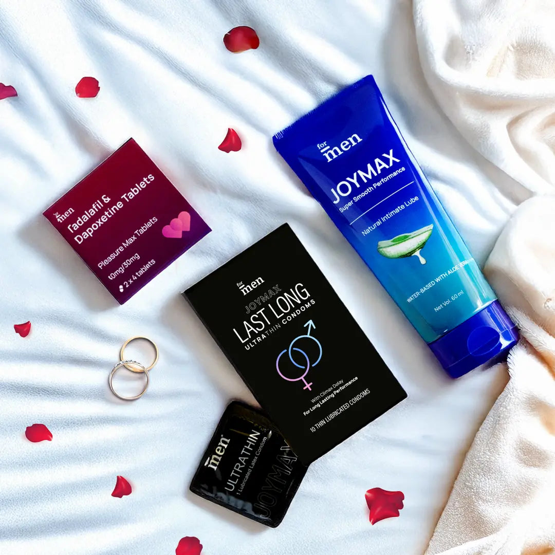 Couples Essentials Kit — Lube, Delay Condoms & Pleasure Max Tablets