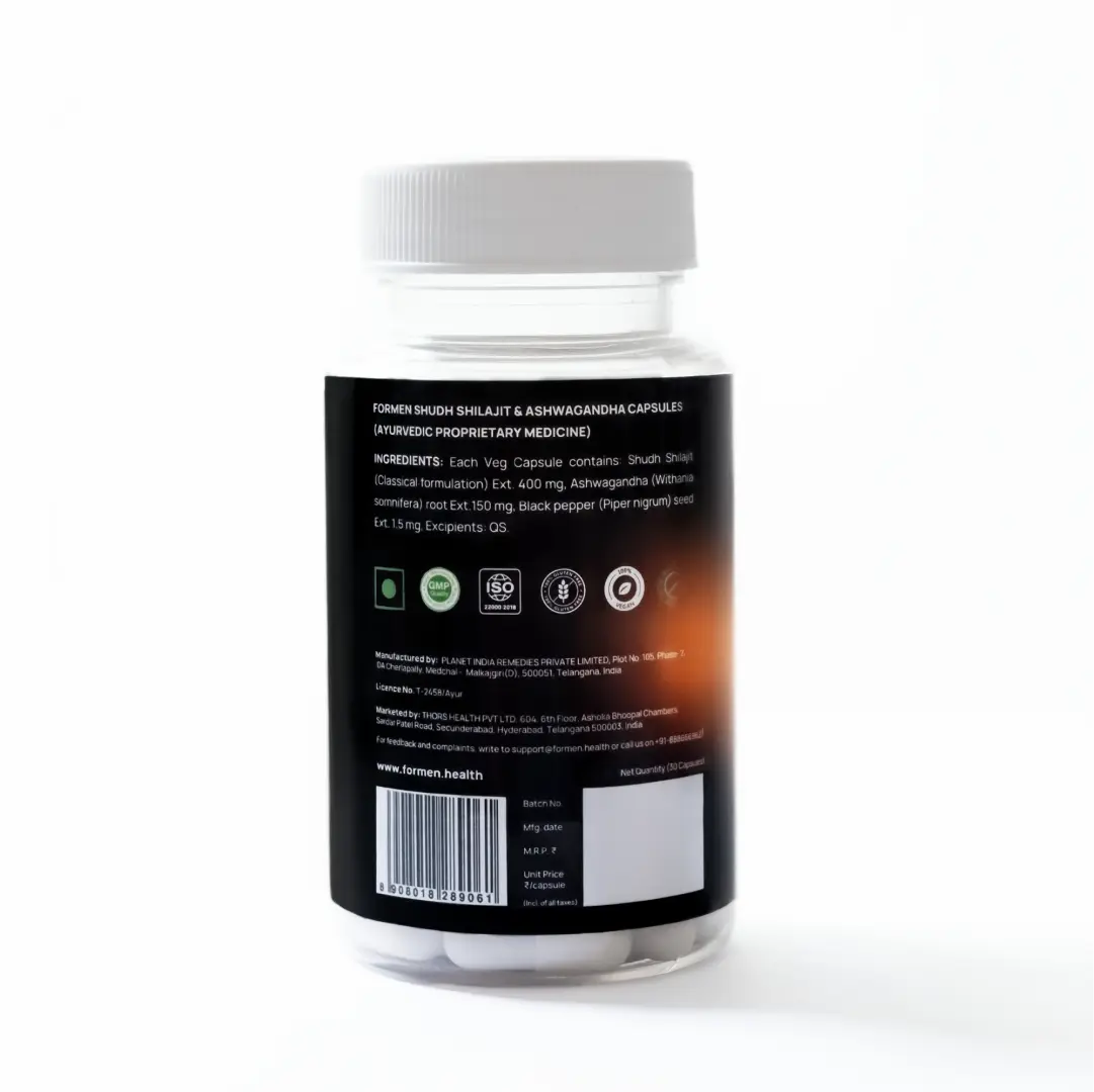 Shudh Himalayan Shilajit & Ashwagandha – Vitality, Mood & Energy Capsules for Men
