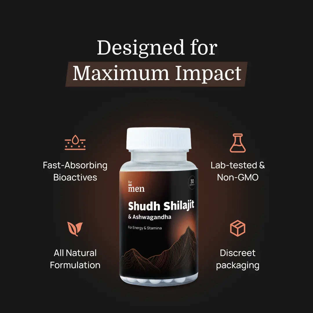 Shudh Himalayan Shilajit & Ashwagandha – Vitality, Mood & Energy Capsules for Men